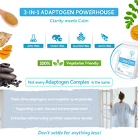 ClearZen - Rhodiola, Ashwagandha and Shilajit - Adaptogen 3-in-1 Ashwagandha KSM-66 1500mg, Rhodiola 500mg (3% Rosavins, 1% Salidrosides) & Shilajit 60% Fulvic Acid - No Artificial fillers or Binders