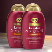 OGX 5in1 Benefits Frizz Free with Keratin & Argan Oil Shampoo, Strengthens and Improves Flexibility, Tames Frizz and Adds Shine, Sulfate Free, 385ml