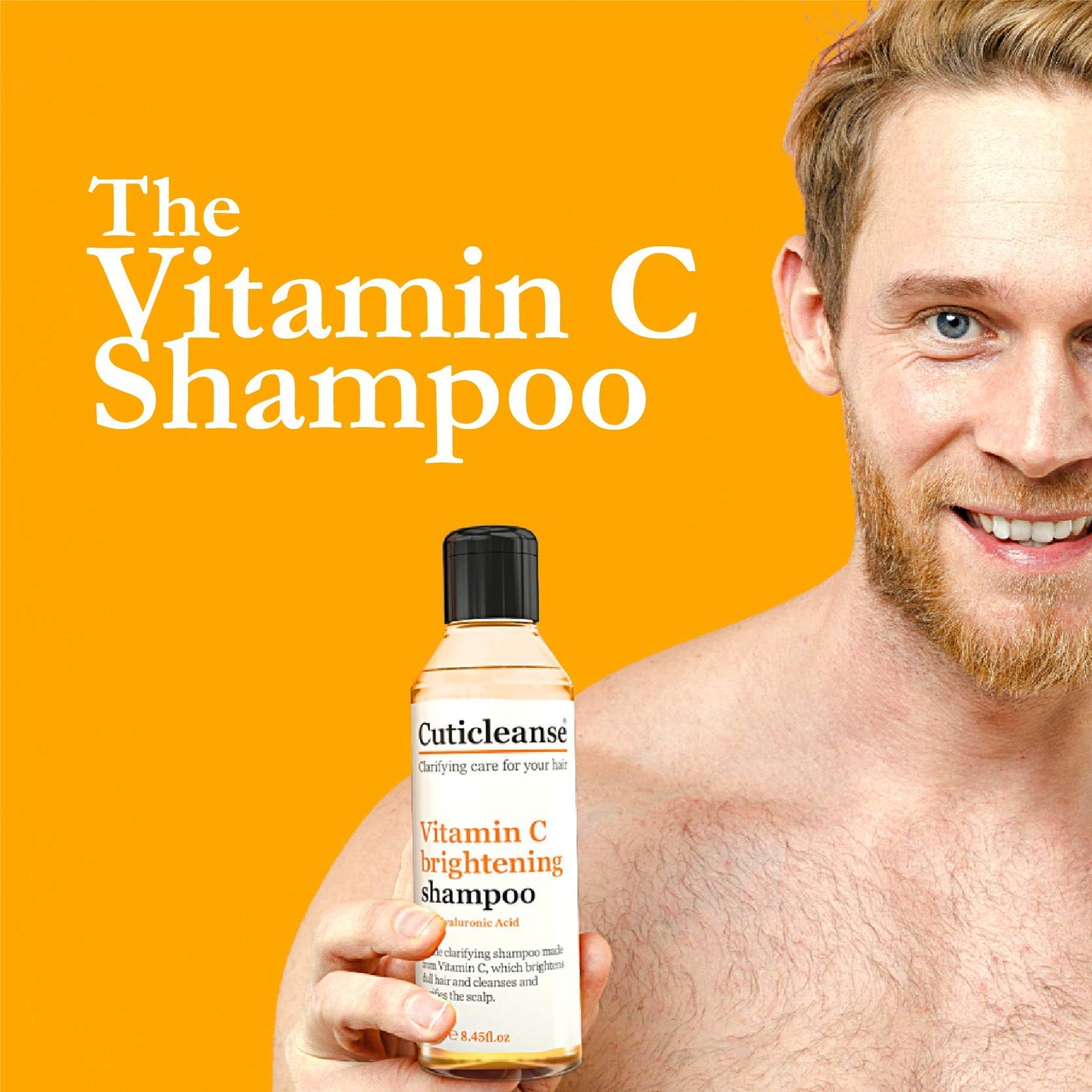 Cuticleanse Vitamin C Shampoo - Anti-dandruff Shampoo for Oily Scalp- Long Lasting Hydration Shampoo - with Hyaluronic Acid for Damaged, Curly, Dyed & Oily Hair, 250ml