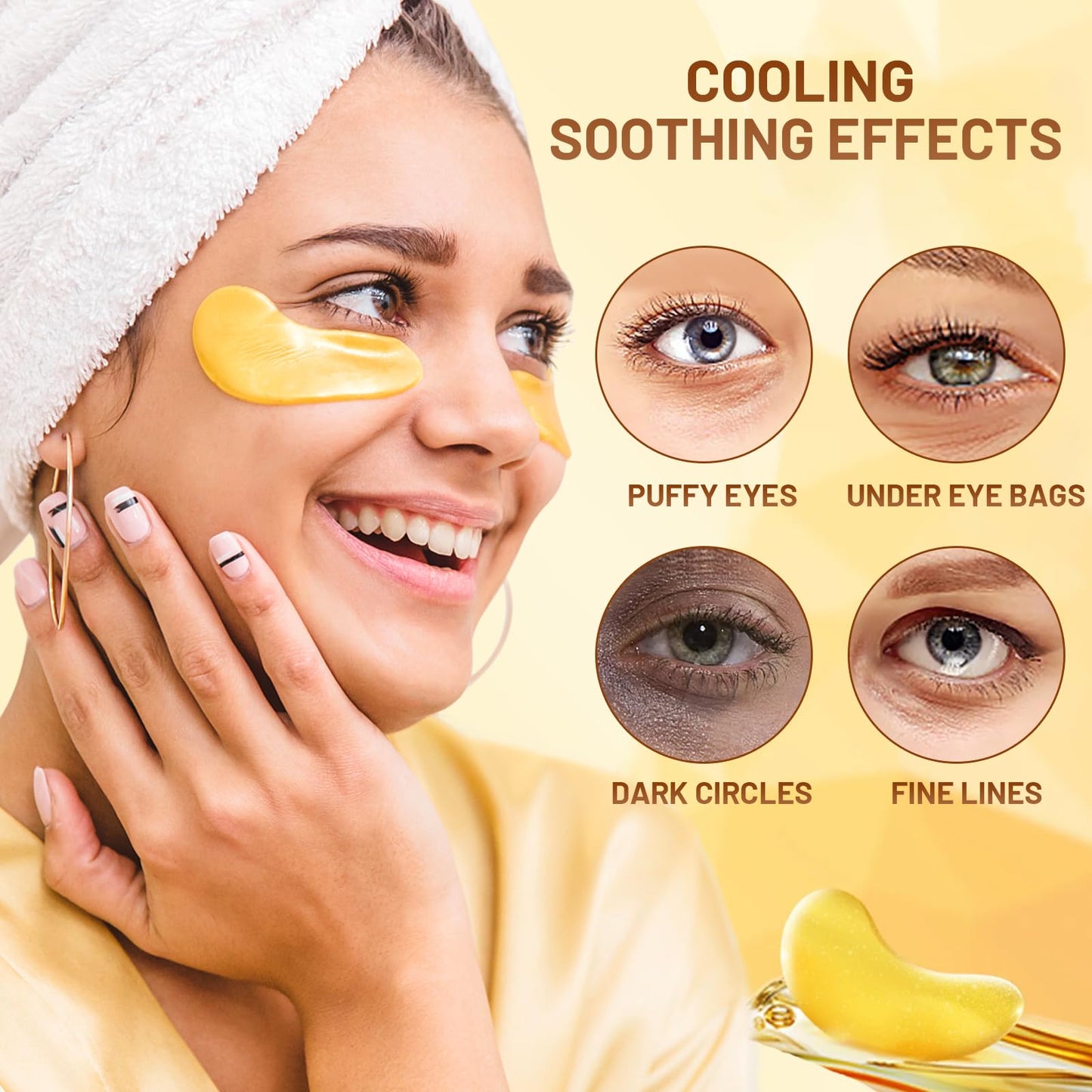 POSTA 24K Gold Eye Mask, 20 Pairs 40PCS Eye Treatment Mask With Collagen, Under Eye Mask Treatment for Puffy Eyes, Dark Circles Corrector, Used for Eye Bags, Anti Aging Patches for Women and Men