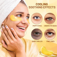 POSTA 24K Gold Eye Mask, 20 Pairs 40PCS Eye Treatment Mask With Collagen, Under Eye Mask Treatment for Puffy Eyes, Dark Circles Corrector, Used for Eye Bags, Anti Aging Patches for Women and Men