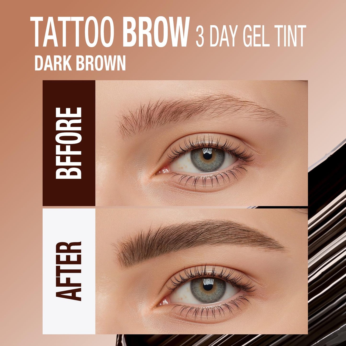 HOPHAT 3D Peel-Off Eyebrow Tint Gel – Long-Lasting Waterproof Brow Colour, Natural-Looking Tint Lasts Up to 3 Days, Easy to Apply & Remove (02#NUDE BROWN)