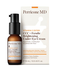 Perricone MD Vitamin C Ester CCC+ Ferulic Brightening Under-Eye Cream, 0.5 fl. oz. - Brightening Eye Cream with 3 Forms of Vitamin C & Ferulic Acid – Reduces Dark Circles – Ophthalmologist-Tested