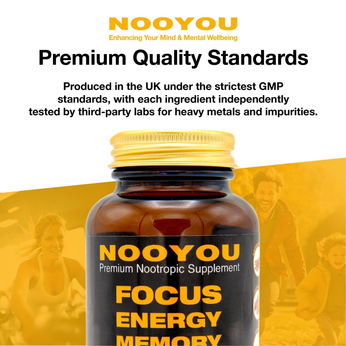 NooYou Nootropic Brain Supplement Mushroom Complex Increased Energy, Focus, Memory Wellbeing Formula Alpha GPC, Lions Mane, Ashwagandha, 60 Capsules