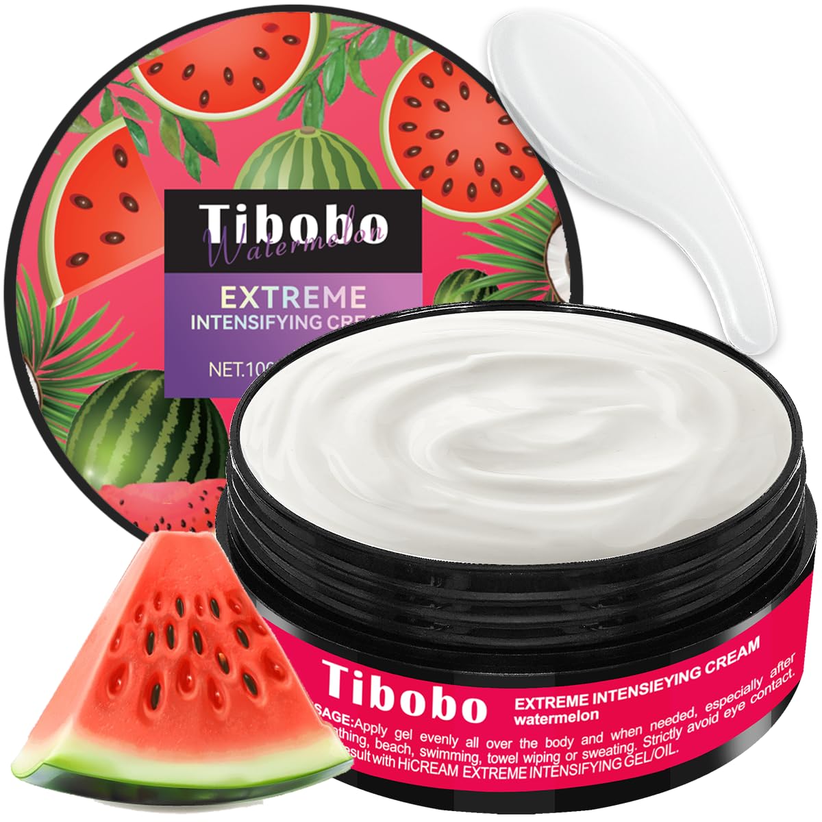 Tibobo Premium Tan Accelerator Cream 100g - For Sunbed Use & Outdoor Sun Tanning Enhancer, Fast Bronzing Gel with Natural Formula, Intensifying Self Tanning Boosting Oil, Long-Lasting Hydrating(Watermelon)