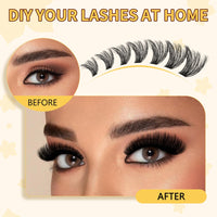 QUEWEL DIY Lash Extension Kit 320Pcs 80D+100D Fluffy Cluster-Lashes Mix 12-18mm Thick Eyelash-Clusters Bond and Seal Lash Kit and Lash Tweezers Easy DIY at Home(80D+100D Fluffy Kit)