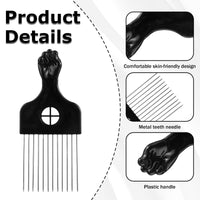 Psyqtsuary 3Pcs Afro Comb - Metal Pick & Straight Black Hair Comb for Curly Hair Styling & Lift