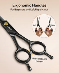 ULG Professional Hair Cutting Scissors Set – 16.5 cm Japanese Stainless Steel Barber Shears & Thinning Scissors with Comb, Clips & Case – at-Home Salon Haircut Kit for Men, Women, Kids, Black