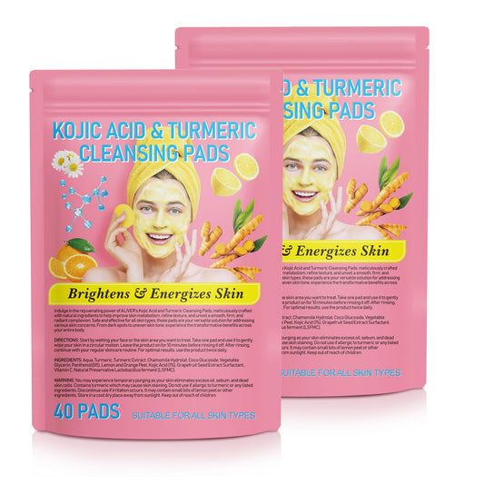 VCTSOF Kojic Acid And Turmeric Pads, 80PCS Resurfacing Pads For Face & Body, Turmeric And Kojic Acid Cleansing Pads, Exfoliating Cleansing Pads, Facial Sponges For Cleansing
