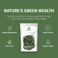 Nature's Finest by Nutrisslim Spirulina Tablets 250mg per Tablet (500 Tablets), 100% Organic Herbal Supplements, Natural Iron and Chlorophyll Source, Immune Booster Supplement - Vegan