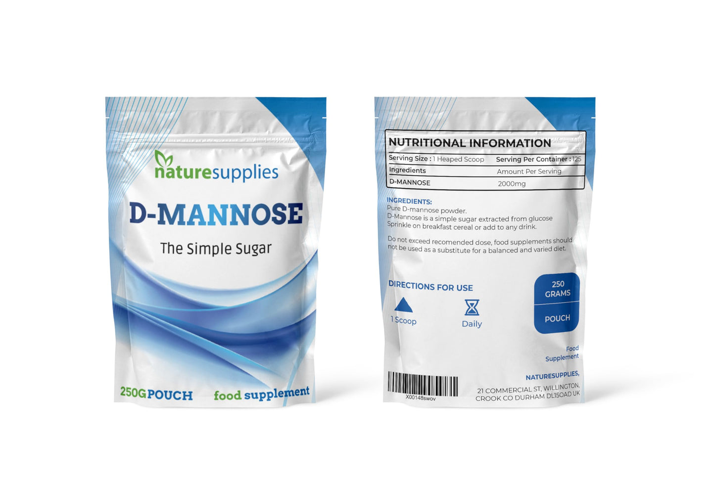 naturesupplies D-mannose Powder Bulk Buy 250g | D Mannose Supplements | GMO Free Vegan Friendly - Naturesupplies (250 g (Pack of 1))