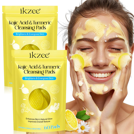 ZyranovaE 2 Pack Kojic Acid Cleansing Pads,Kojic Acid and Turmeric Cleansing Pads for face,Turmeric Kojic Acid Lemon Chamomile Pads with Natural Ingredients,All Skin Types(60 Pads)