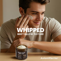 AxiomWarrior Beef Tallow Skin Care: Whipped Organic Beef Tallow Moisturizer Cream for Face & Body with Grass Fed & Finished - Hydrates, Smoothes, Nourishes Skin - Sensitive, Dry Skin - 2oz