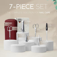 marQus Solingen Manicure Set for Women & Men - Comparison Winner with Top Price/Performance Ratio - Handy and Soft Case - 7-Piece Grooming Kit, Red