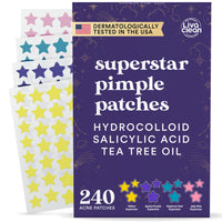LivaClean 240 Count Colorful Star-Shaped Pimple Patches for Face – Hydrocolloid Acne Patches – Cute Pimple Patches, Pimple Stickers, Zit Dots, Hydrocolloid Bandages, Acne Stickers