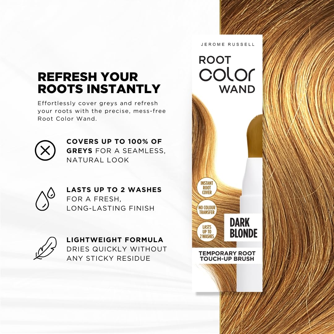 Jerome Russell Root Color Wand in Dark Blonde | Instant Up To 100% Grey Coverage | Non-Sticky Formula | Long-Lasting Results