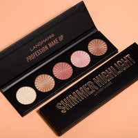 LANGMANNI Highlighter Powder Palette, Makeup Facial Bronzers Illuminator Palette Highlighter Baked Waterproof Long Lasting Brilliant Lighten Skin Color