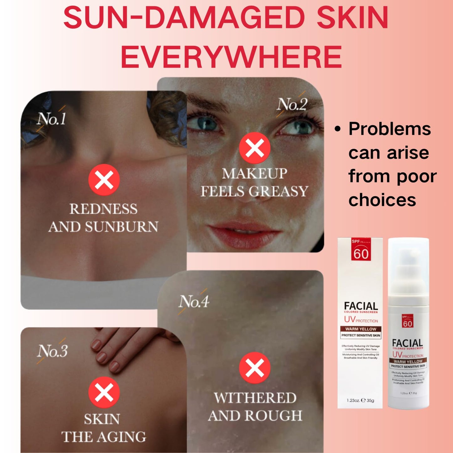 ISBEAUSOLS Tinted Sunscreen Spf 60 UV Protection - Face Sun Cream Spf 60 - Spf 60 Face Moisturiser - Sun Cream for Women - Refreshingly Non - Sticky Moisturization - Sunscreen for Even Skin Tone