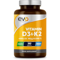 Vitamin D3 4000iu & Vitamin K2 100ug (MK7) |180 Vegetarian Tablets | 1-A-Day | 6 Month Supply | High Strength D3 and K2 Vitamin | Vitamin D K2 Supplement | Made in The UK