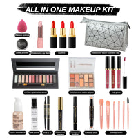 proamate Proamate All in one Makeup Set, Cosmetic Make Up Starter Kit With Storage Bag Portable Travel Make Up Palette Eyeshadow Foundation Lip Gloss Makeup Gift Set for Teenage & Adults(Kit A001)
