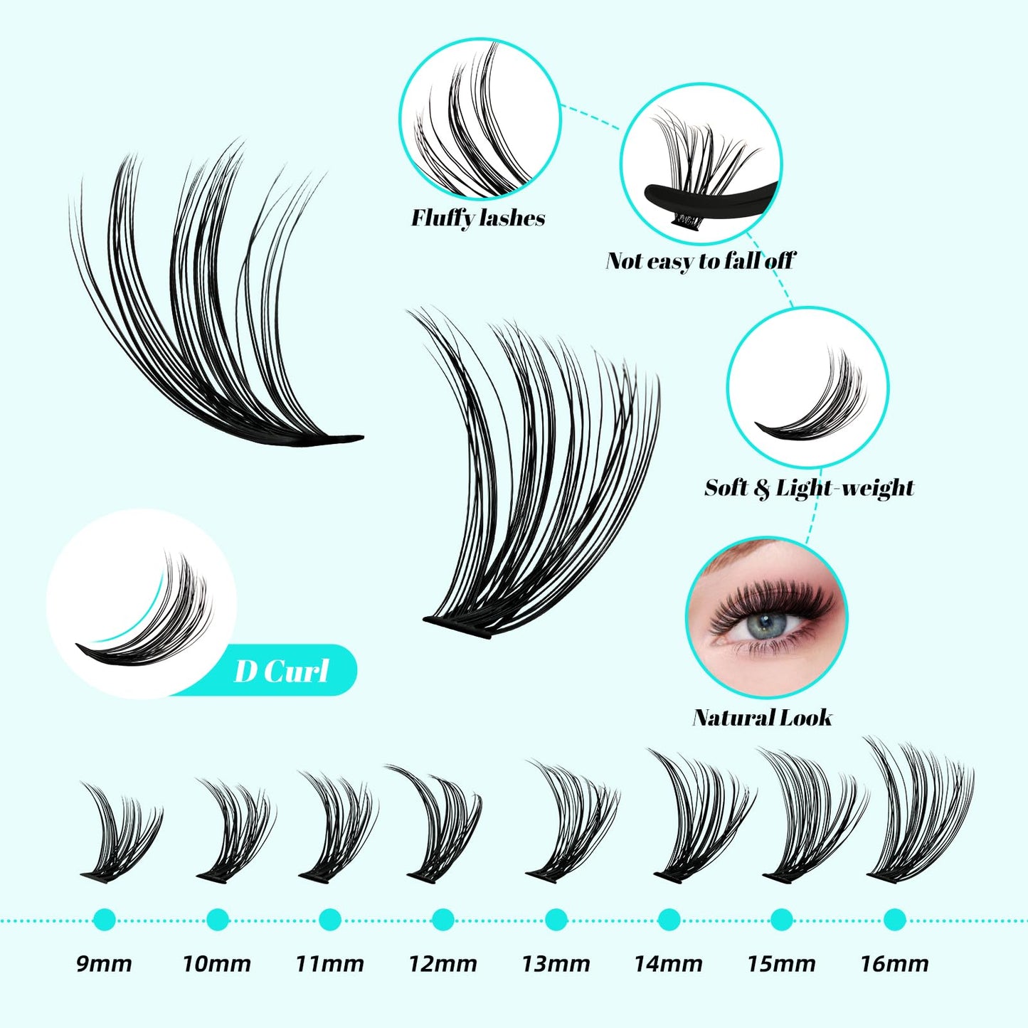 AMZGIRL LASH Lash Extension Kit 320Pcs,DIY Individual Lashes Clusters Kit,Lash Bond And Seal,Lash Remover For Eyelashes Extensions,Lash Applicator Tool For False Eyelash Cluster Kit At Home(3040D,D-Mix9-16mm Kit)