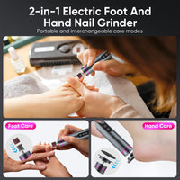 VIHBRAI 2-in-1 Electric Foot Callus Remover & Nail File 9-Speed LCD Pedicure Kit with 13000 RPM 2400mAh Dual Rotation (P/F/R) 3 Sanding Heads & Toe Grinder Hard Skin Remover for Feet & Nails