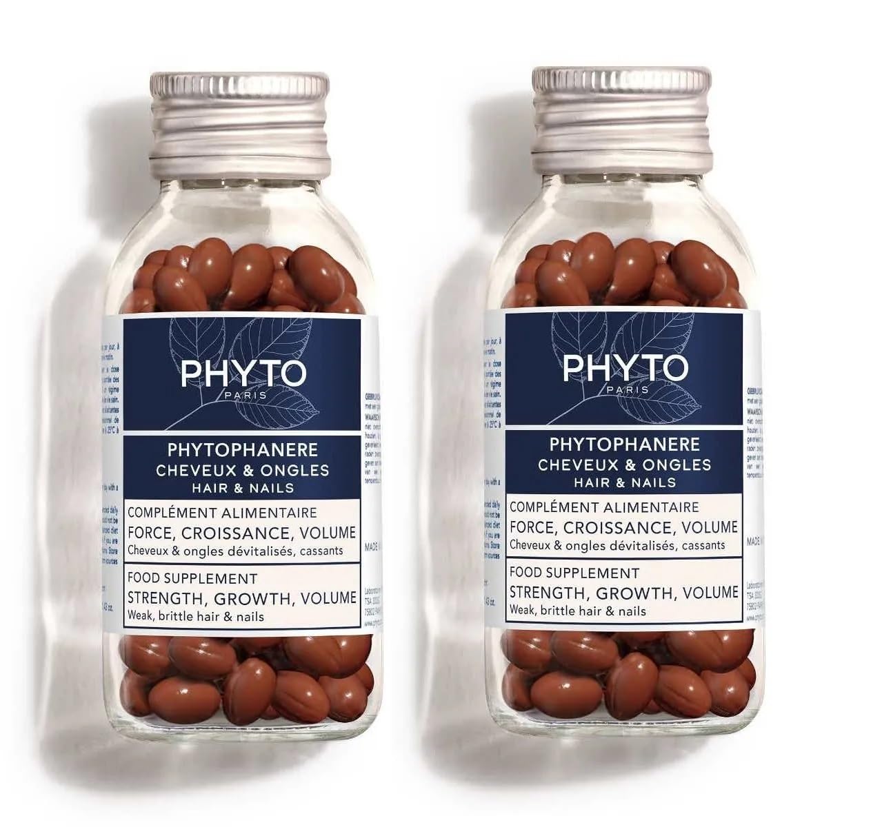 PHYTO 2x120 Capsules Phytophanere Natural Hair Loss, Nail & Skin Supplement for Men & Women Biotin & Vitamin B6 Enriched, Antioxidant-Rich Carrot & Vitamin E, Energy & Tissue Formation, 4-Month Supply