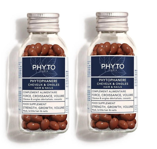PHYTO 2x120 Capsules Phytophanere Natural Hair Loss, Nail & Skin Supplement for Men & Women Biotin & Vitamin B6 Enriched, Antioxidant-Rich Carrot & Vitamin E, Energy & Tissue Formation, 4-Month Supply
