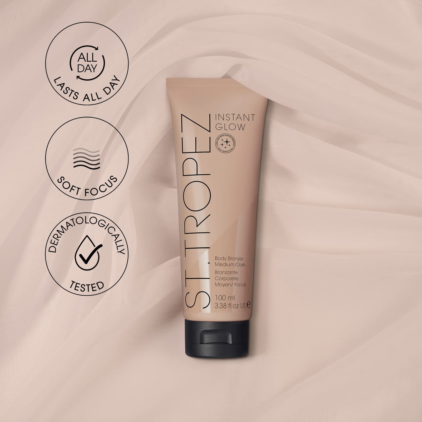 St.Tropez Self Tan Instant Glow, Medium/Dark Shade, Smudge-Proof Body Makeup, Vegan, Natural & Cruelty Free, 100 ml
