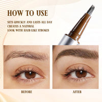 Generic Eyebrow Pen with Precise Fork Tip, Waterproof, Sweat-Resistant, Natural Hair-Like Strokes for Full, Defined Brows(Gentle Brown)