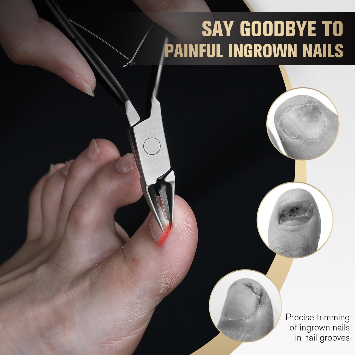 FERYES Ingrown Toenail Clippers Straight Blade Toe Nail Clippers for Thick Nails for Seniors, Stainless Steel Nail Clippers for Thick Toenails - Ultra-Slim 16mm Blade Fingernail Clippers