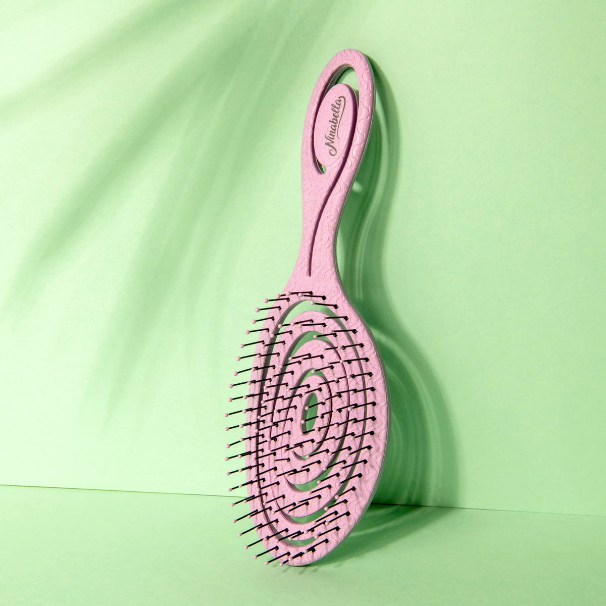 Ninabella Organic Detangle Hair Brush for Women, Men & Children - Does not Pull the Hair - Hair Straightening Brushes for Curly, Straight & Wet Hair - Unique Spiral Hairbrush - pink