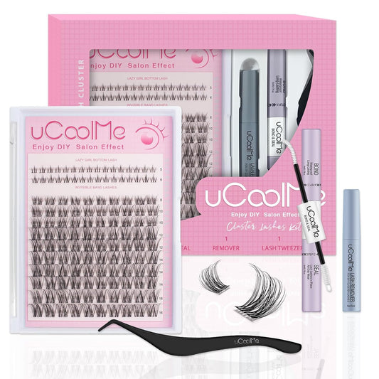 UCOOLME uCoolMe Venus Lash Clusters Kit 8-16mm with 5-6mm Bottom Lashes Wispy Natural Eyelash Clusters Kit D Curl -WideSpan Thin Invisible Lash Band
