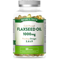 Nature's Truth Flaxseed Oil 1000mg - 60 Softgels - Cold Pressed Supplement Providing Omega 3, 6, & 9