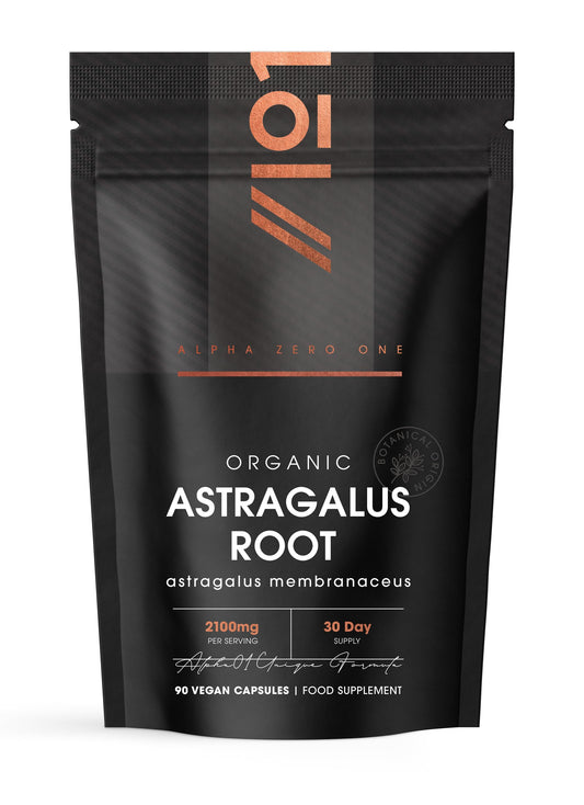 ALPHA01 Organic Astragalus 2100mg – Potent & Clean Formula - Organic Certified - Resealable and Recyclable Pouch – 90 Vegan Capsules by Alpha01