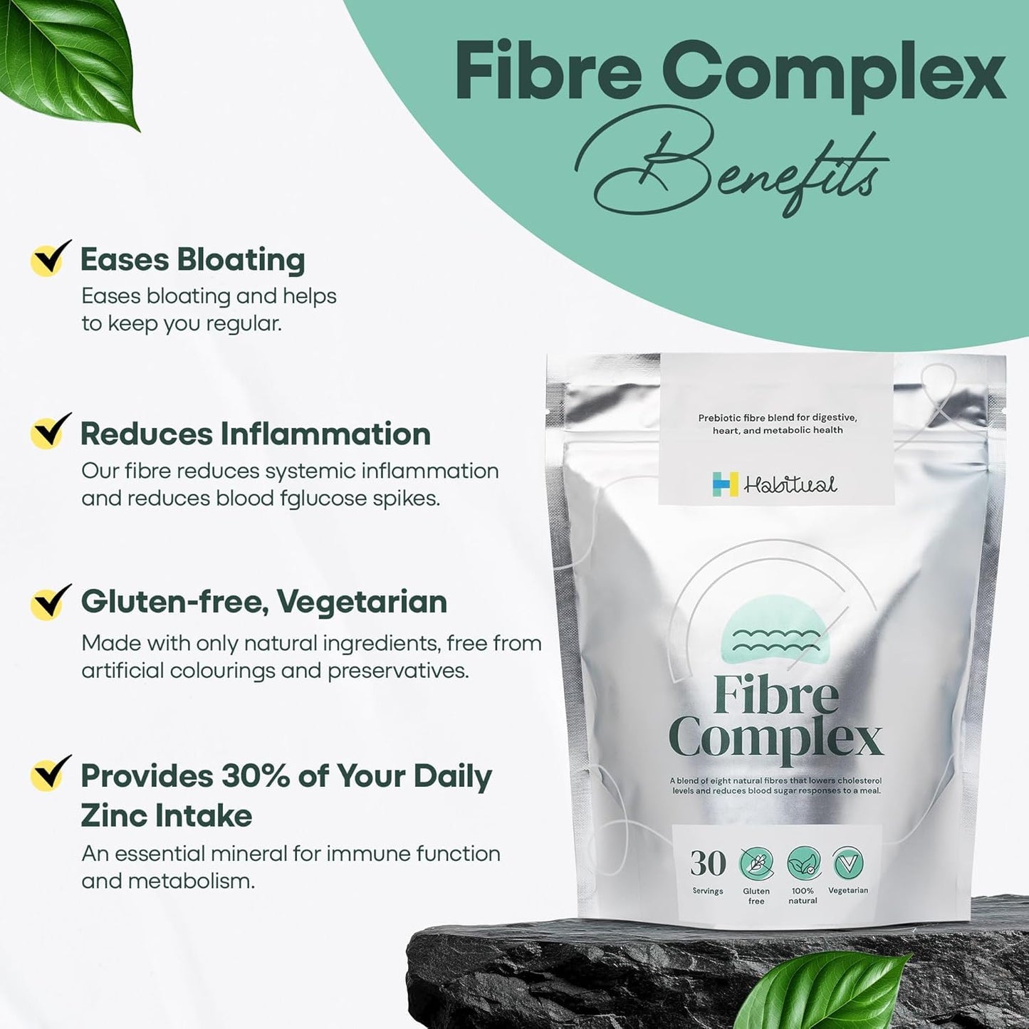 Habitual HABITUAL Fibre Complex Prebiotic Powder 300g, 8 Plant Fibres with PHGG
