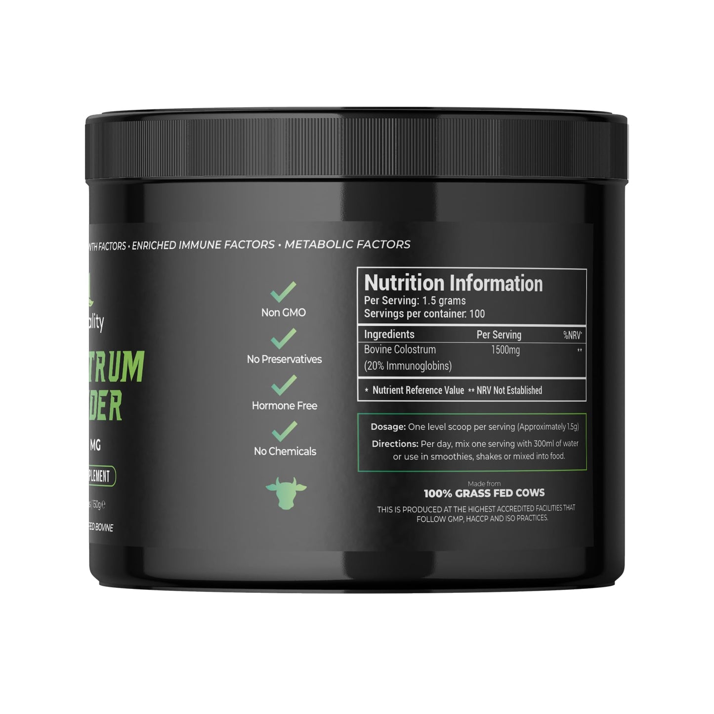 Nutrality 100% Bovine Colostrum Powder 1500mg | Gut Health | 100 Servings