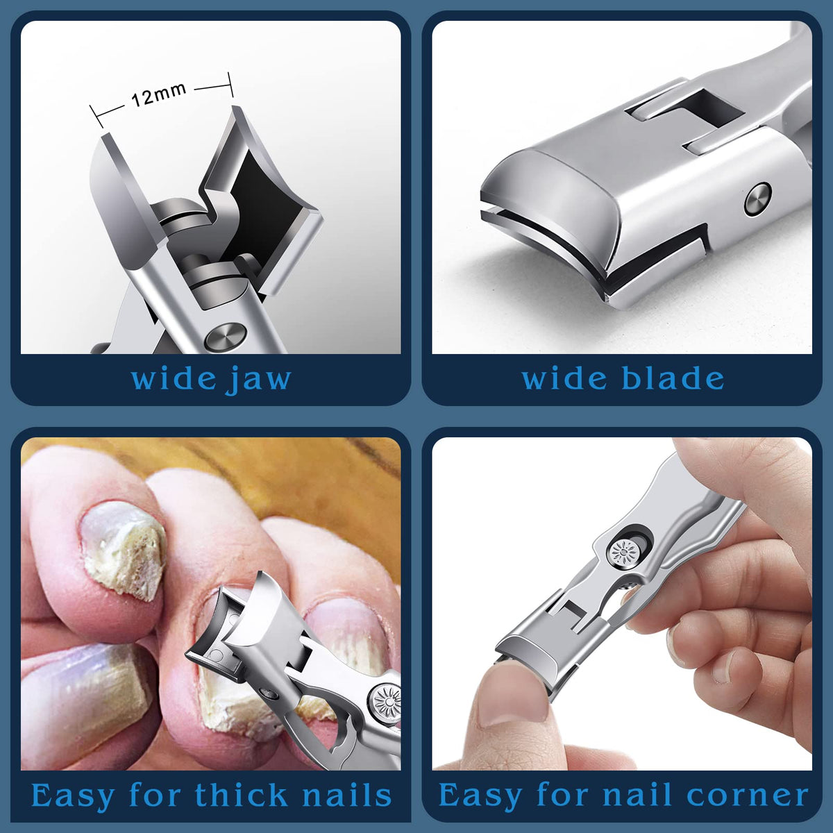 DRMODE Toe Nail Clippers for Thick Nails with Catcher