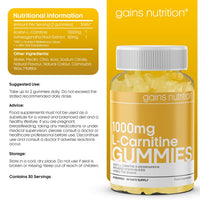 Acetyl L-Carnitine Gummies for Men & Women - 1000mg Acetyl L Carnitine Per Serving with Ashwagandha, Vitamins B6, B12 - Natural Mango Flavoured, Suitable for Vegans