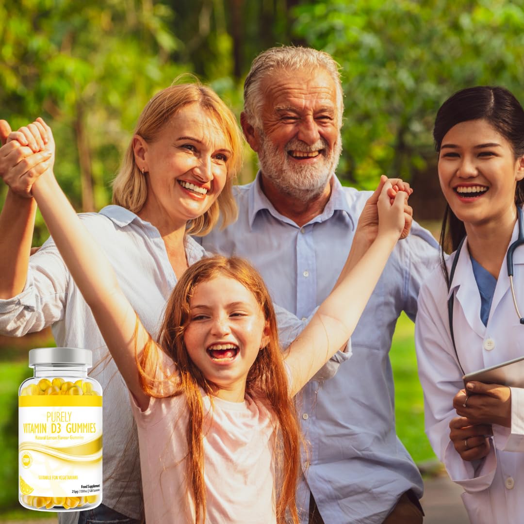 Vitamin D Gummies Adults 1000iu | Lemon Flavour | Suitable for Vegetarians Children Over 12 Years GMO & Gluten Free