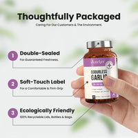 Odourless Garlic Capsules - High Strength 30,000mg - 180 Deodourised Garlic Oil Softgels – High in Allicin Garlic Supplement - 100% Natural Cold Pressed Garlic Tablets – Immune Support - Made in UK