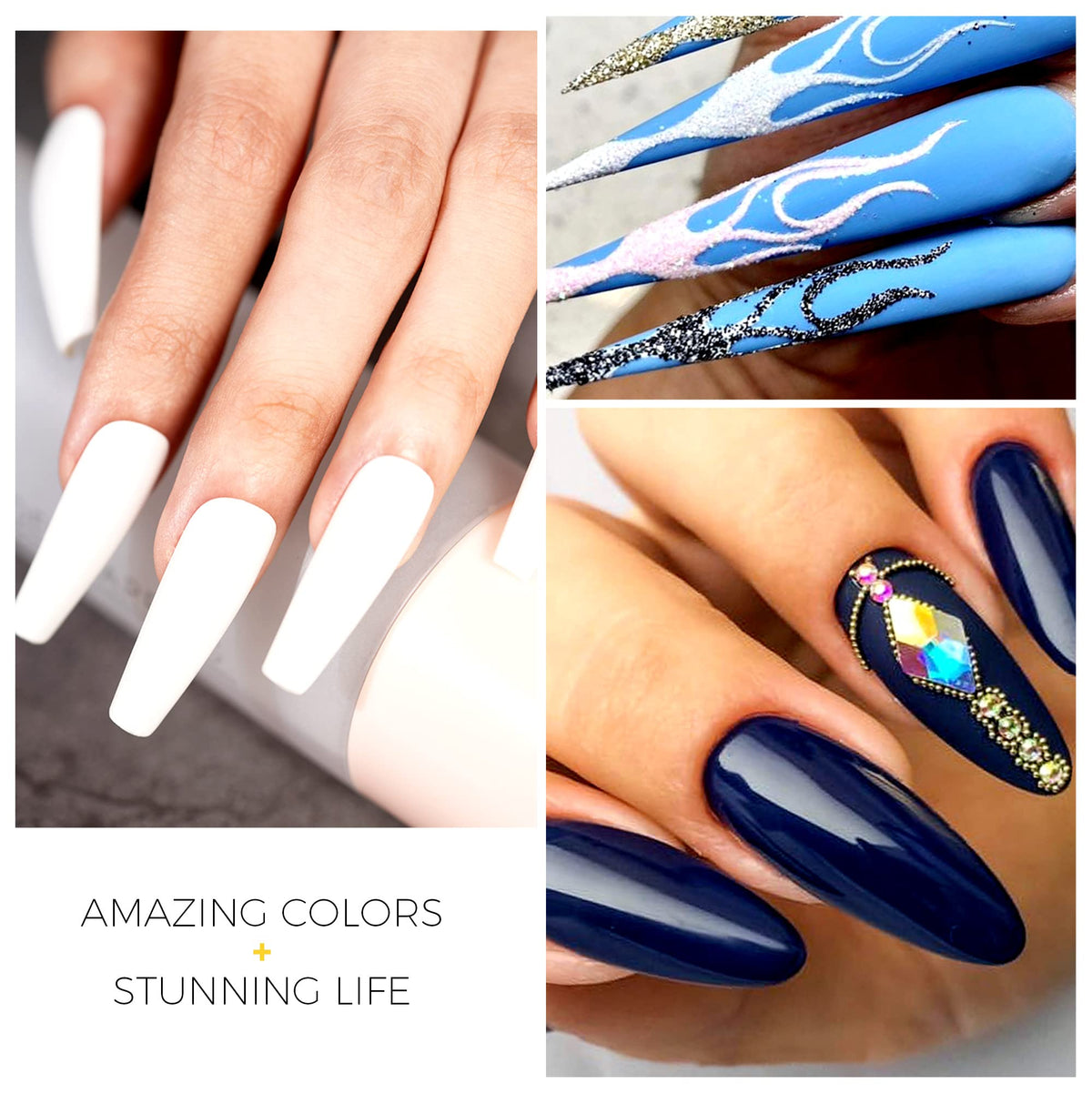 BURANO Poly Extension Gel Nail Kit, 6 Colors Nail Poly Nails Builder Gel Set for Beginner & Professional Using, Poly Nail Gel Kits DIY Starter Kit Nail Art Gift (Blue)