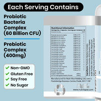 Nutri Lapse Bio Culture Probiotics Complex, 60 Billion CFU, Advanced Granular Biotechnology Capsules Slow-Release Maximum absorbtion for Gut Health.