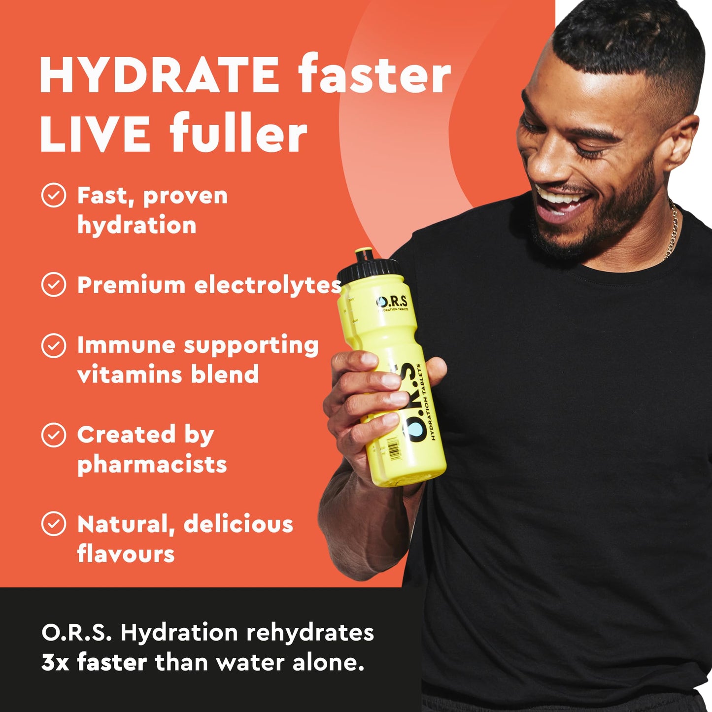 O.R.S Immune Hydration Tablets - Orange, 1 Tube | Winter Wellness Electrolytes with Vitamins, Iron & Zinc for Immunity Support | Salts for Electrolyte Replacement | Vegan, Gluten-Free & Low Calorie