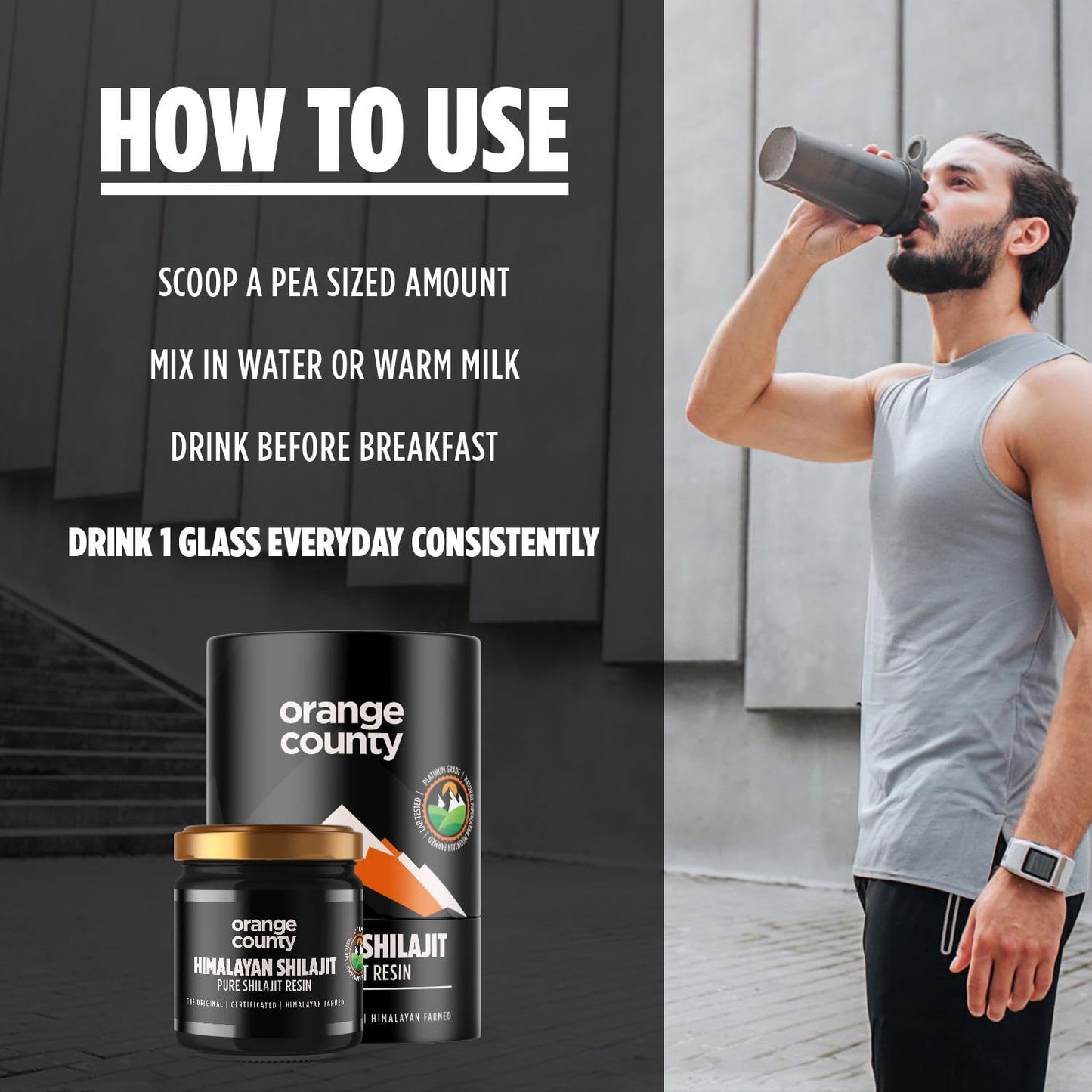 Orange County Shilajit Resin | Natural Ayurvedic Superfood | 400mg Serving | Potent Mineral Supplement for Energy, Stamina & Vitality | 100% Pure Himalayan Shilajit | Lab-Tested