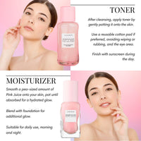 MOJEE BEAUTY Skincare Bundle with Glow Recipe Watermelon Glow PHA+BHA Pore-Tight Toner 40ml, Pink Juice Moisturiser 25ml and Mojee Beauty Canvas Bag
