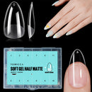 TOMICCA Medium Almond Nail Tips, 360PCS Clear Half Matte Full Cover for Extensions, Pre-Buff No File Traceless for Nail Art Salon and Home DIY, 12 Sizes