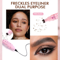 Mikloven 2-in-1 Freckle Stamp & Liquid Eyeliner Pen – Waterproof & Smudge-proof, Fine Tip Marker for Natural Lifelike Freckle Makeup & Defined Eye Look, Gentle & Skin-Friendly (Medium Brown-1PCS)