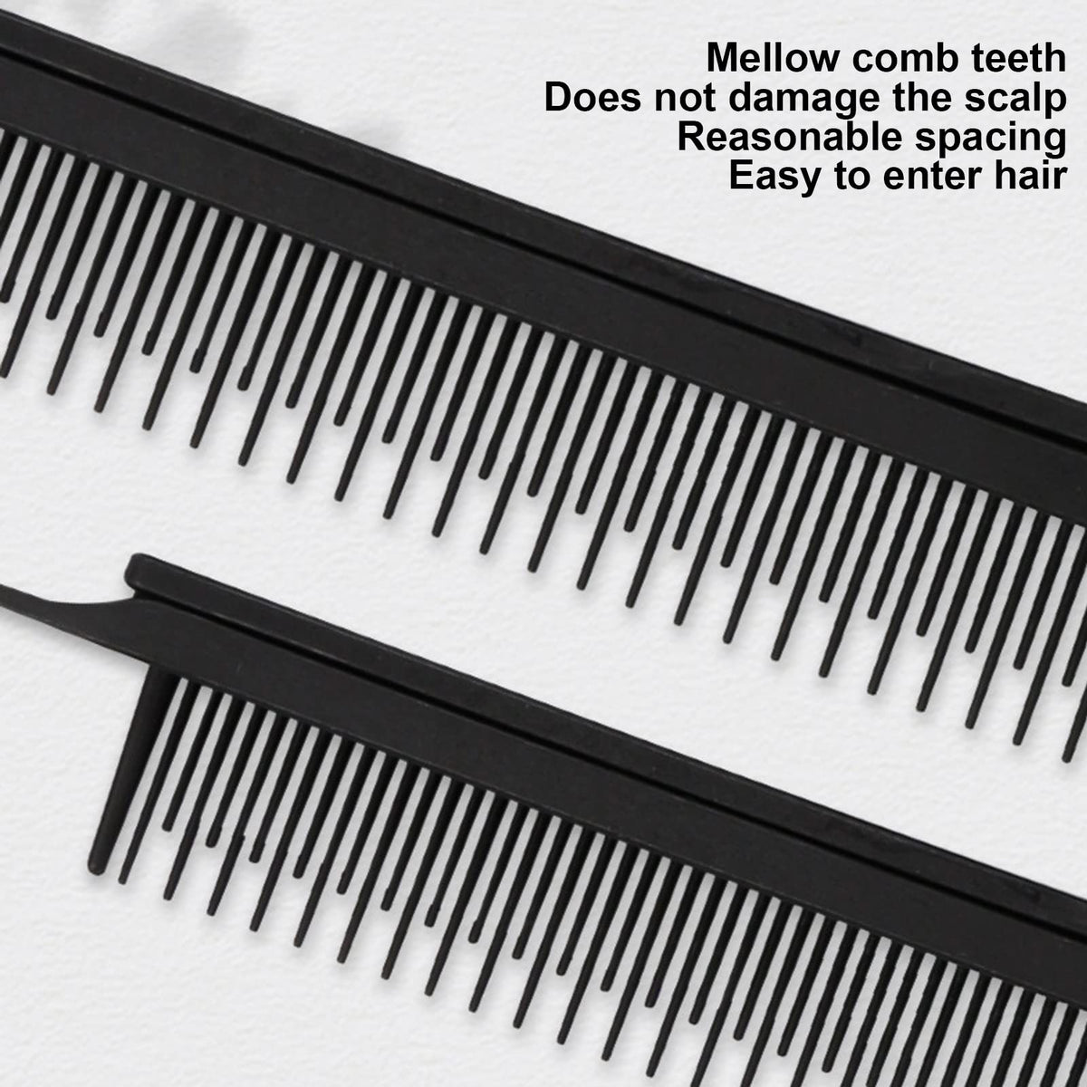 Brrnoo Hair Brush and Comb,Rat Tail Comb Salon Hairdressing Comb Hair Thinning Comb Hair Cutter Comb Rat Tail Teasing Clip Comb Professional Black Hair Salon Plastic Highlighting Comb
