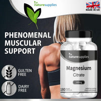 Magnesium Citrate Capsules 1480mg, 180 Per Bottle 3 Months Supply UK-Made, High Absorption Magnesium Supplements, Contributes to The Normal Function of Bones, Teeth, Energy - Naturesupplies…
